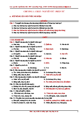 Câu hỏi trắc nghiệm Hóa học Lớp 8 - Chương 1 Chất - Nguyên tử - Phân tử - Nguyễn Minh Tuấn